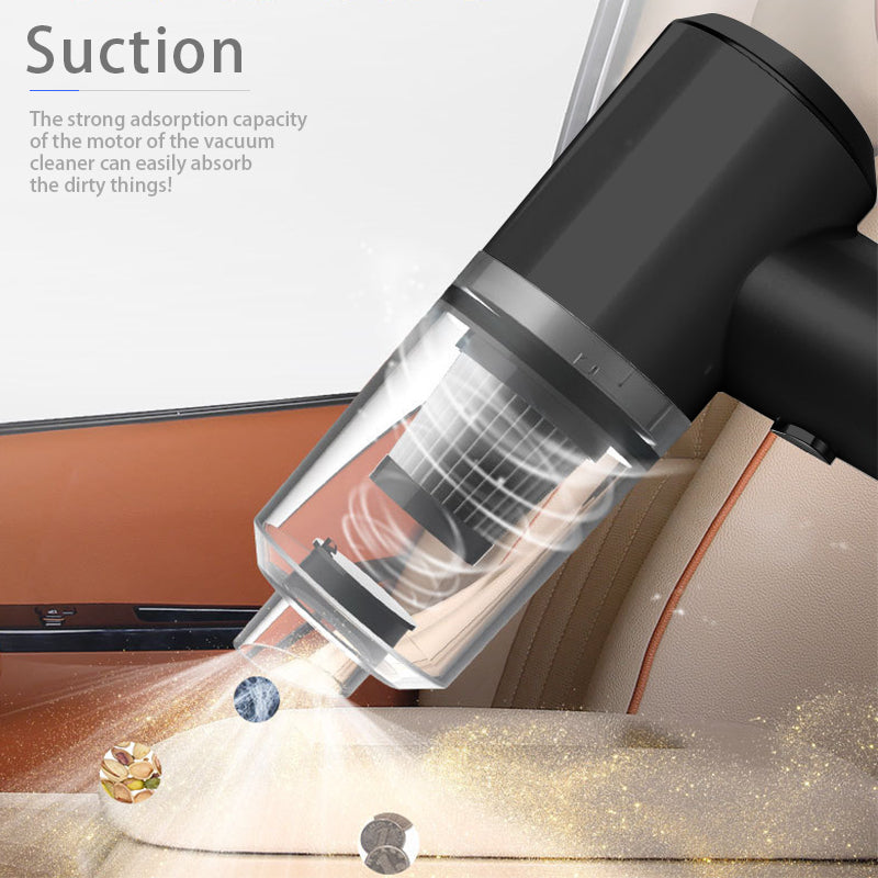 Cordless car vacuum with crevice tool, brush and long nozzle
