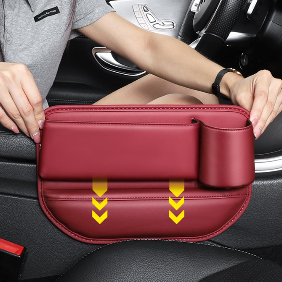 Car seat gap filler in brown